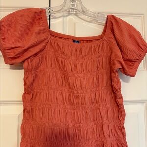 Old Navy Coral Textured Puff Sleeve Blouse